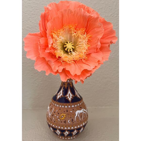 Handmade Crepe paper Iceland Poppies- Coral Charm 90 Gram - Picture 1 of 4